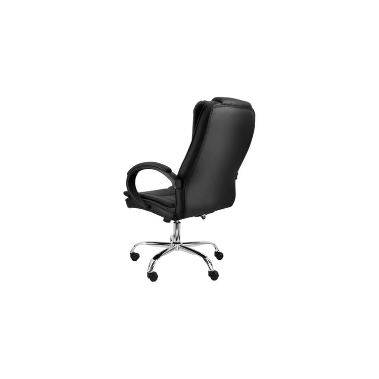 High Back Adjustable Faux Leather Office Chair, Ergonomic Reclining Desk Chair with Head Pillow, Lumbar Support & Footrest, Swivel Executive Chair for Home Office or Gaming, Black
