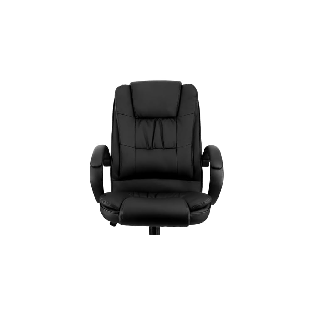High Back Adjustable Faux Leather Office Chair, Ergonomic Reclining Desk Chair with Head Pillow, Lumbar Support & Footrest, Swivel Executive Chair for Home Office or Gaming, Black