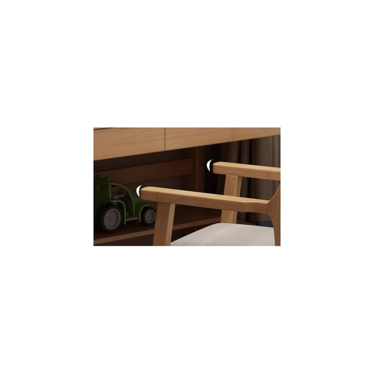 Comfy Computer Chair Curved Open Back，Upholstered Dining Accent Side Chairs Conference Room Chair, Office Chair, Comfortable Big Office Chair(Wood)