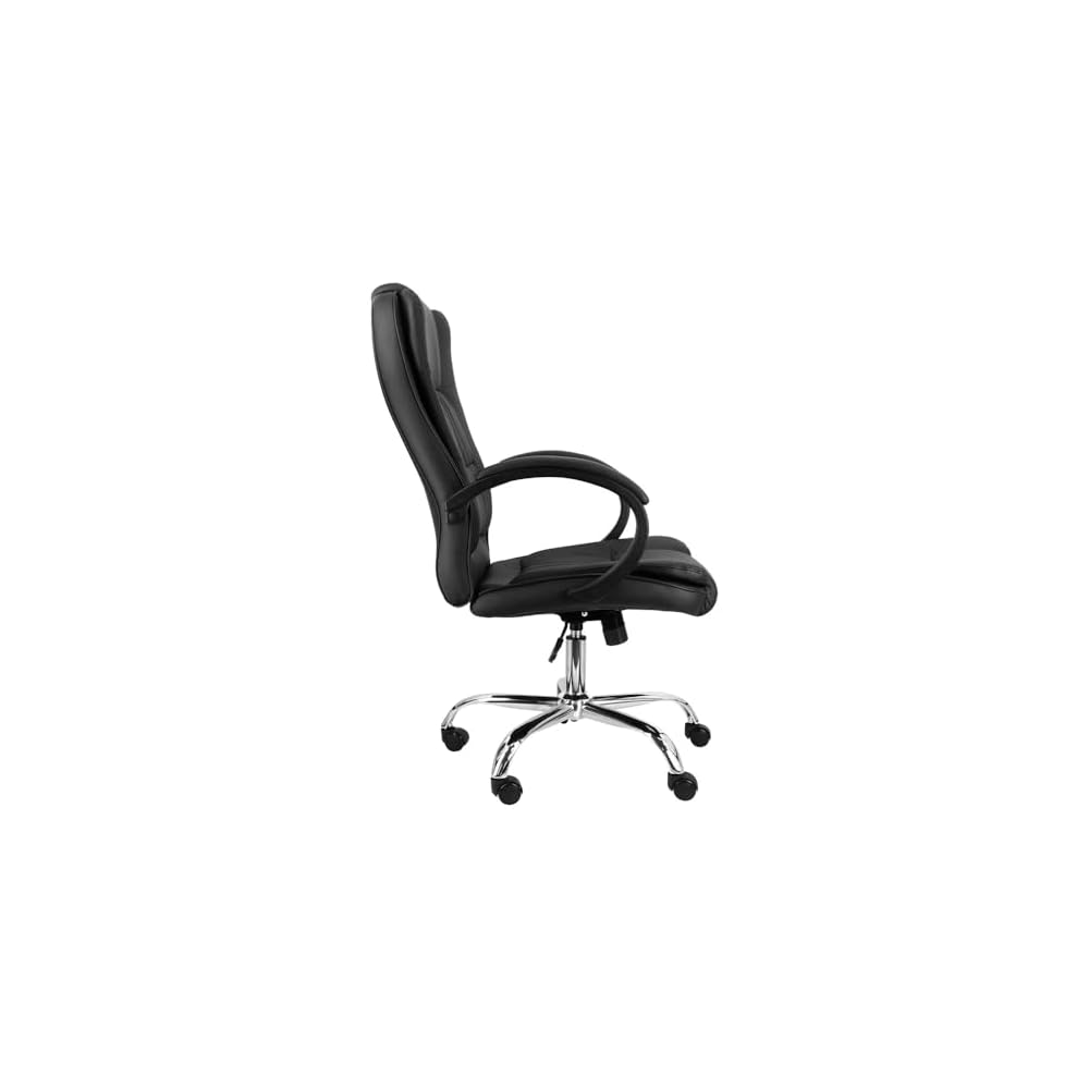 High Back Adjustable Faux Leather Office Chair, Ergonomic Reclining Desk Chair with Head Pillow, Lumbar Support & Footrest, Swivel Executive Chair for Home Office or Gaming, Black