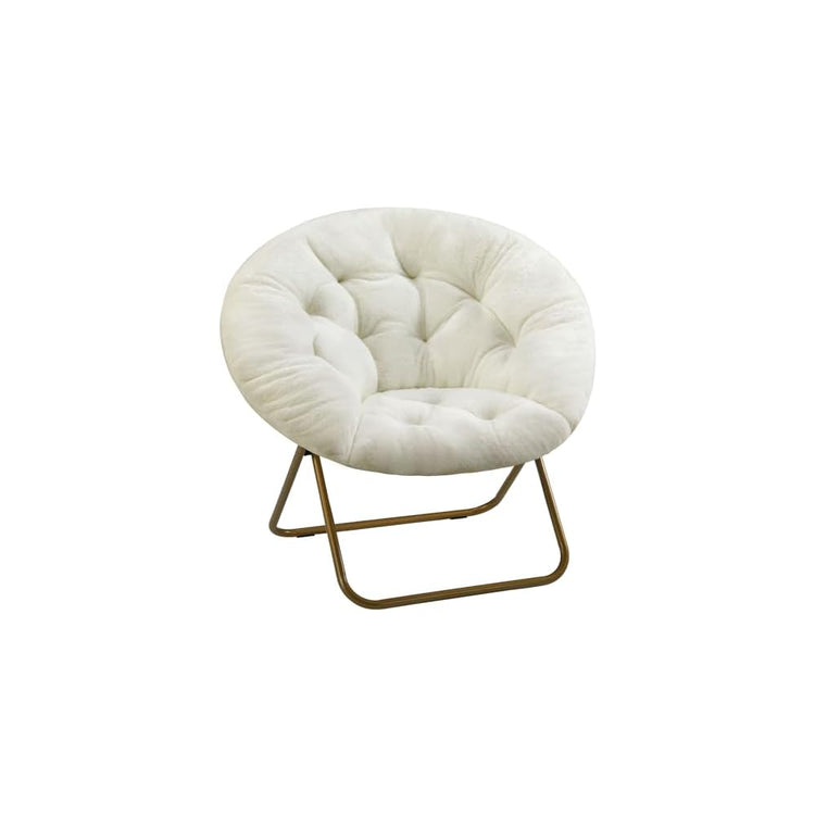 Sweetcrispy Saucer Chairs, Comfy Folding Cozy Faux Fur Living Room Reading Lounge Chair with Soft Thick Padded Seat & Metal Frame Modern Style Bedroom Dorm for Kids Adults, X-Large - Classic Gray