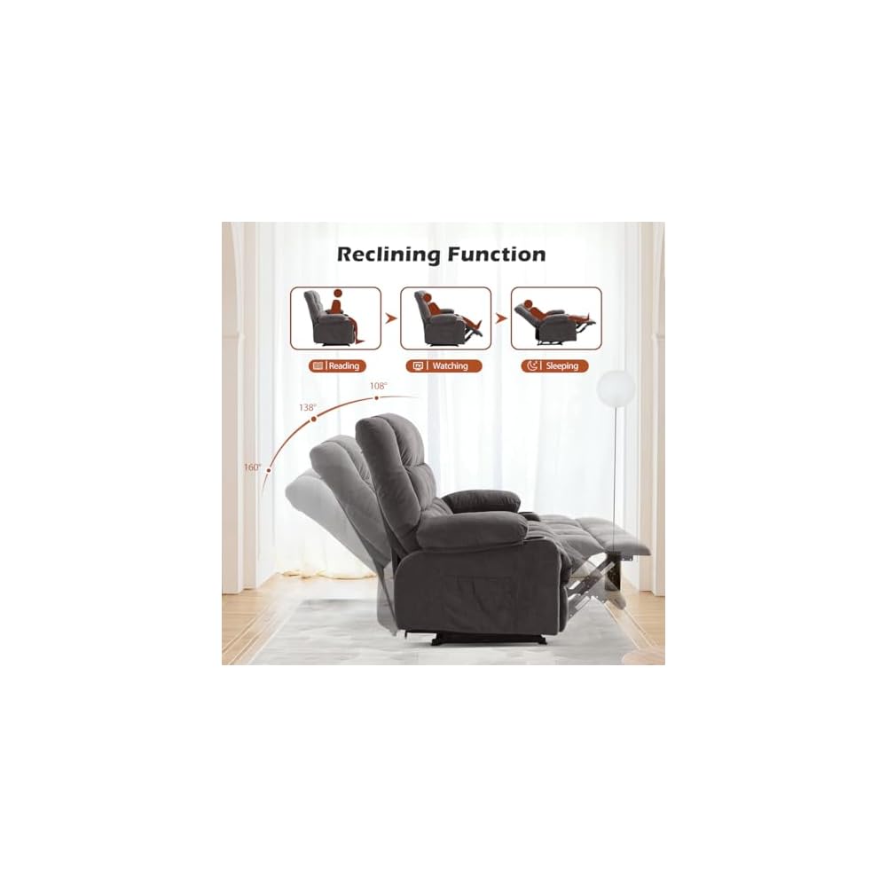 MAHOMICO Recliner Loveseat with Cup Holders for Living Room Love Seat Manual Oversized Recliner with Ergonomic, Side Pocket for Adult