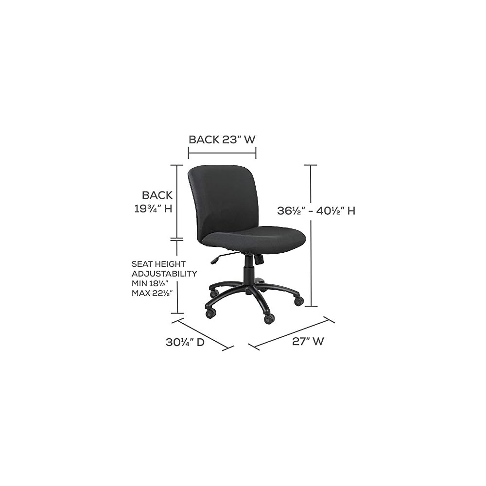 Safco Uber Office Chair, Heavy Duty Stool, 500 lbs Capacity, Ergonomic Mesh Back, 360 Swivel Seat, 5-Star Base, Big and Tall, Black