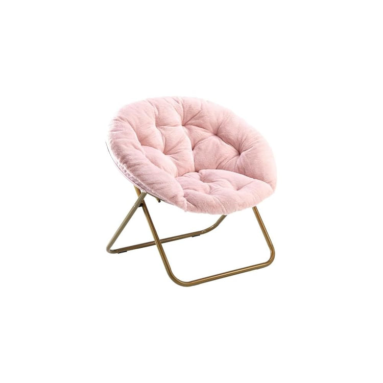 Sweetcrispy Saucer Chairs, Comfy Folding Cozy Faux Fur Living Room Reading Lounge Chair with Soft Thick Padded Seat & Metal Frame Modern Style Bedroom Dorm for Kids Adults, X-Large - Classic Gray