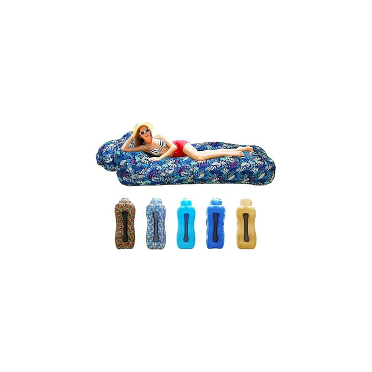 Inflatable Couch, Inflatable Lounger Air Sofa | No-Pump Blow Up Couch | Ergonomic Design, Air Couches Outdoor for Camping & Park & Beach, Upgrade Your Camping Accessories-with Sun Shade（Blue）