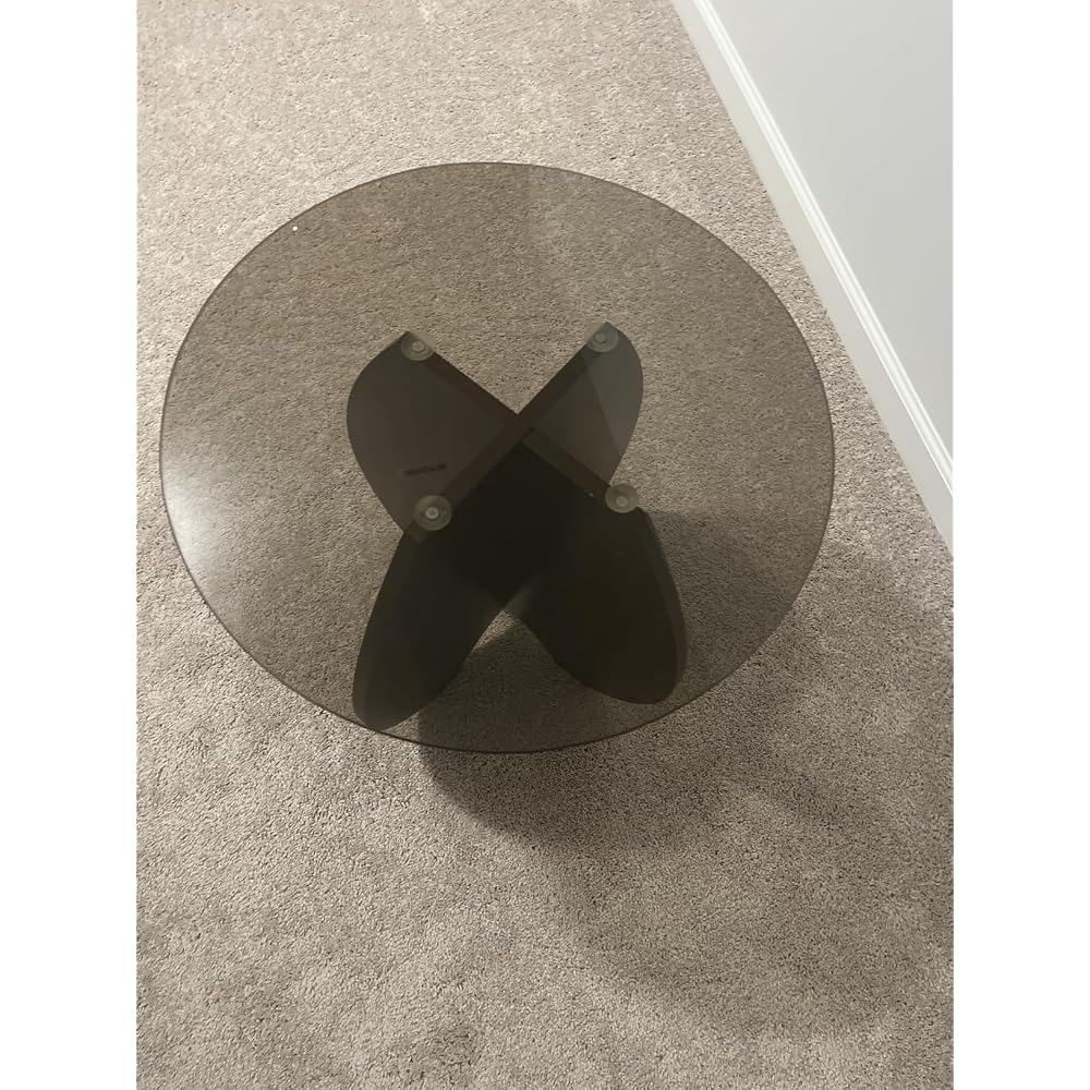 Wave-Shaped Coffee & Side Table with MDF Frame & Amber Tempered Glass Top