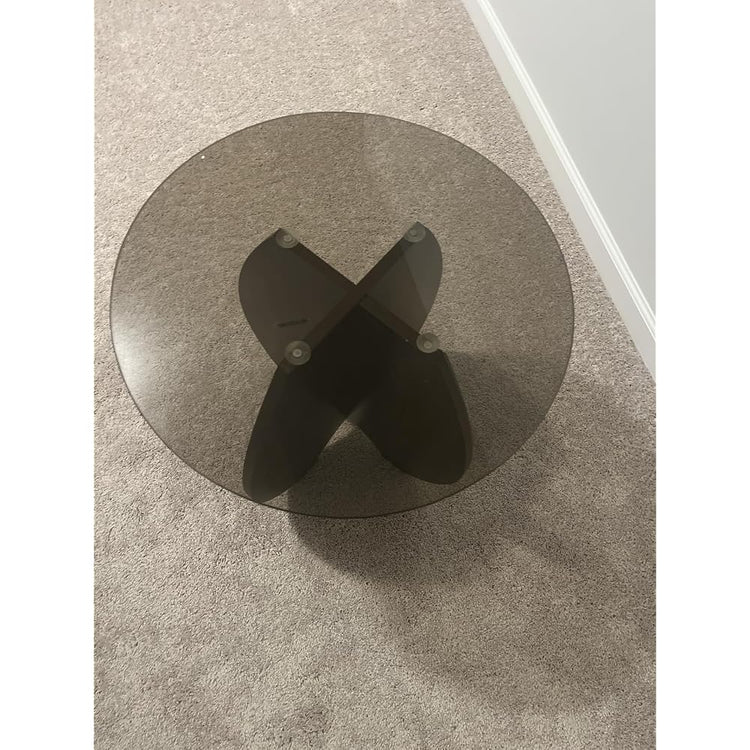 Wave-Shaped Coffee & Side Table with MDF Frame & Amber Tempered Glass Top